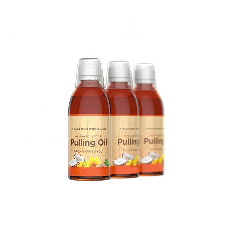 Натуральное масло для полоскания рта, аюрведическое с кокосовым кунжутом, масло подсолнуха, перечной мяты, освежающее оральное полоскание, чтобы помочь неприятному дыханию