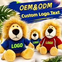 Jouets en peluche personnalisés à succès avec logo sur mesure, animaux en peluche mignons, design animalier, jouets en peluche animaux de la forêt, lion avec vêtements
