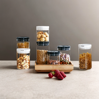 Ensemble de bocaux en verre multi-échelles pour cuisine, en verre borosilicate de haute qualité, hermétiques avec couvercle en plastique, pour le stockage des bonbons