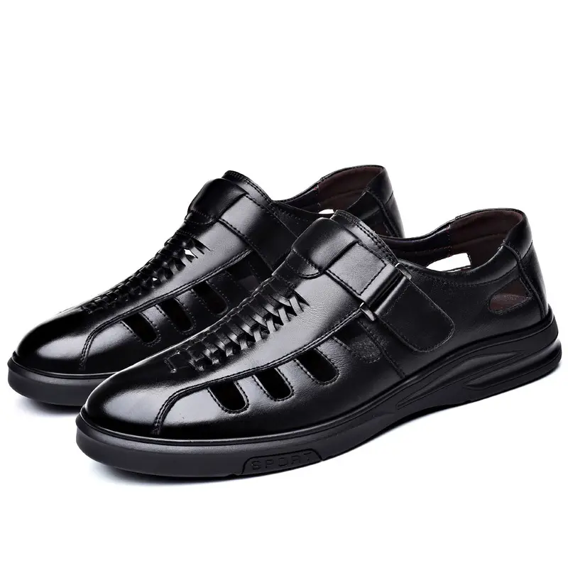 mens casual dress sandals Men's Genuine Leather Black Brown The crisscross strap a unique touch Apt. 9 Vernell X Band