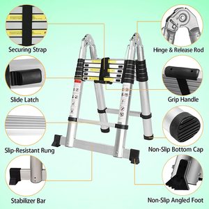 A-frame Thang Gấp Gọn 12,5ft Thang Mở Rộng Bằng Nhôm Có Thể Thu Gọn Di Động Để Xây Dựng - Product Image 3