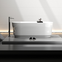 Baignoire d'angle autoportante moderne TONA Willie en acrylique pour adultes, avec drain durable blanc/noir brillant, idéale pour la relaxation – Meilleures ventes
