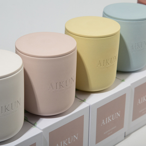 AIKUN Strict Quality Control 100% Soy Wax Handmade Long Burning Eco Friendly Modern Minimalist Ceramic <b>Candle</b> for Gift Packaging - Product Image 2