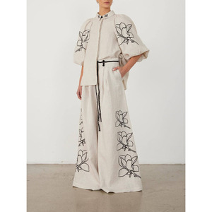 <span class=keywords><strong>Pantaloni</strong></span> <span class=keywords><strong>larghi</strong></span> stampati di fascia alta moda eleganti e comodi in cotone e <span class=keywords><strong>lino</strong></span> da <span class=keywords><strong>donna</strong></span> nuovo stile autunno Set - Product Image 1