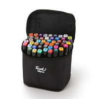 Logo personnalisé 36 couleurs double tête brosse douce pointe fine stylo marqueur à alcool en plastique ensemble pour dessiner avec sac en tissu