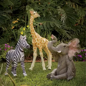 Escultura de Animal de tamaño real para fiesta de cumpleaños, estatua de jungla, Safari, jirafa, elefante, caballo, accesorios para parque temático