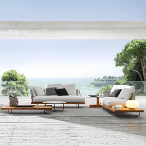 Canapé d'extérieur moderne en <span class=keywords><strong>rotin</strong></span> tressé, fauteuil de loisirs pour villa, jardin, véranda ou cour, mobilier en teck pour les loisirs en plein air - Product Image 4