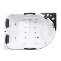 Jacuzzi Moderno Independiente para Dos Personas, Acrílico, con 16 Jets de Masaje, Función de Remojo, Doble Reposacabezas, Drenaje Fácil, para Baño Interior
