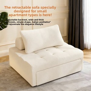 Divano <span class=keywords><strong>Letto</strong></span> Doppio Pieghevole Multifunzionale in Legno, Estensibile, per Piccoli Appartamenti, Colore Crema - Product Image 3