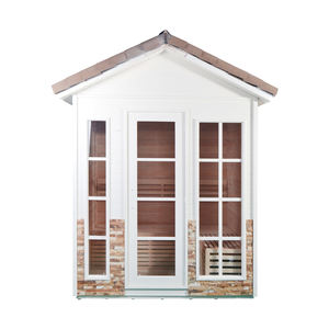 Sauna Exterior Blanca para 4 Personas, de Cedro Rojo Sólido, Moderna y Tradicional, con Ventana Transparente, Capacidad de 6KW - Product Image 2