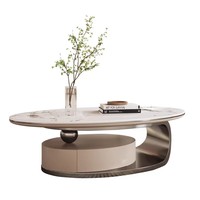 Table basse de salon moderne en marbre minimaliste et durable, petit appartement, luxe léger, ensemble ovale combiné de qualité supérieure
