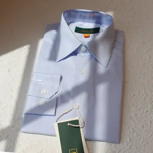 Camisa de vestir para hombre de algodón 100%, Camisa de algodón puro con tejido de hilo Super 100'S para hombre, camisa Formal de negocios ajustada
