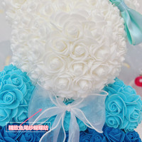 Ours en rose à couronne dégradée de 37 cm, cadeau de la Saint-Valentin, d'anniversaire, de Thanksgiving, de Noël, rose éternelle simulée faite à la main, rapide