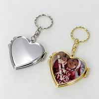Specchietto Portachiavi in Metallo Personalizzato con Logo, Stampa Sublimatica su Due Lati, Forme Multiple, Pieghevole e Portatile, Specchio Cosmetico Argento e Oro
