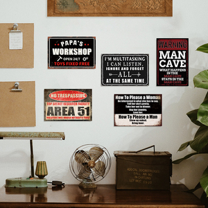 Venta al por mayor 20*30cm placas de hojalata rústicas personalizadas Vintage Metal hombre cueva carteles de hojalata para decoración de tienda de pared - Product Image 2