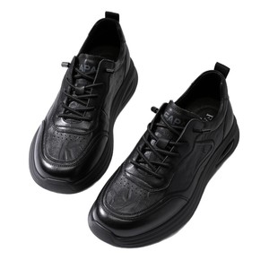 FAPAI Men Casual Shoes Black <b>Leather</b> Rubber Sole Flat Heel Comfortable Walking Style <b>Sneakers</b> - Product Image 5