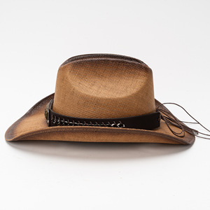 Personnalisable dégradé peinture disquette chapeaux de paille pour hommes femmes papier matériel imprimé pour l'été plage en plein air fêtes en gros - Product Image 4