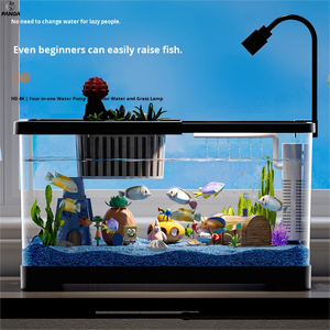 Aquarium de bureau carré auto-circulant écologique pour poissons rouges et tortues, en plastique rigoureusement sélectionné, pour la maison et le salon - Product Image 4