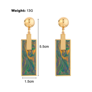 Thời trang nhiều màu hình học hình chữ nhật Acrylic đất sét Mặt dây chuyền Stud dangle Bông tai cho phụ nữ - Product Image 6