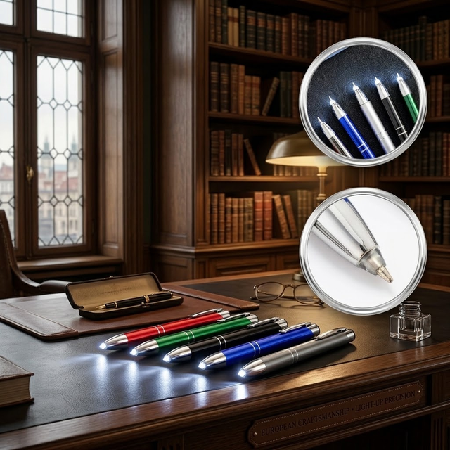 Custom Logo Promotional Trade Show Office Supply Touch Stylus Light Up Tip LED Metal Ballpoint Pen