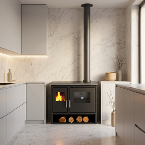 RC1201A Poêle à <span class=keywords><strong>bois</strong></span> au design moderne de style européen avec plaque de cuisson pour la cuisson et le chauffage des cheminées à <span class=keywords><strong>bois</strong></span> - Product Image 1