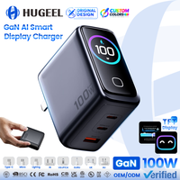 Chargeur mural portable GaN 100W d'origine usine pour Phone18, adaptateur USB de bureau à charge rapide avec écran TFT pour tablette et ordinateur portable