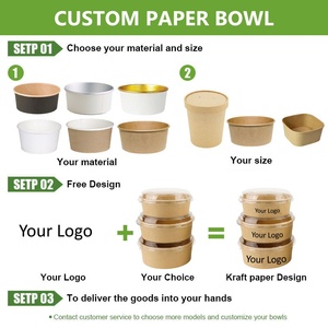 Custom Logo Eco-Friendly Biodegradable Round Paper Bowl Disposable Food Salad Bowl for Restaurant Lunch Takeout Delivery - Product Image 6