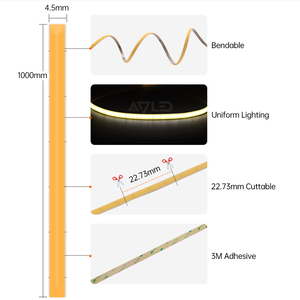 4.5mm pcb Cob Led Strip DC12V Ultra Slim Narrow Thin 528leds/m 3000k 4000k 6500k 2700K Dimmable COB LED Strip Light - Product Image 4
