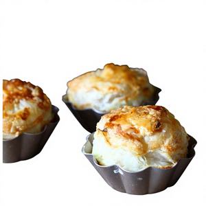 ชุดพิมพ์ทาร์ตทรงกลม WK9196 4 ชิ้น เคลือบสารกันติด ลายลายนูนสีทอง พร้อมฐานรองพิมพ์เค้กแบบรักษ์โลก - Product Image 1