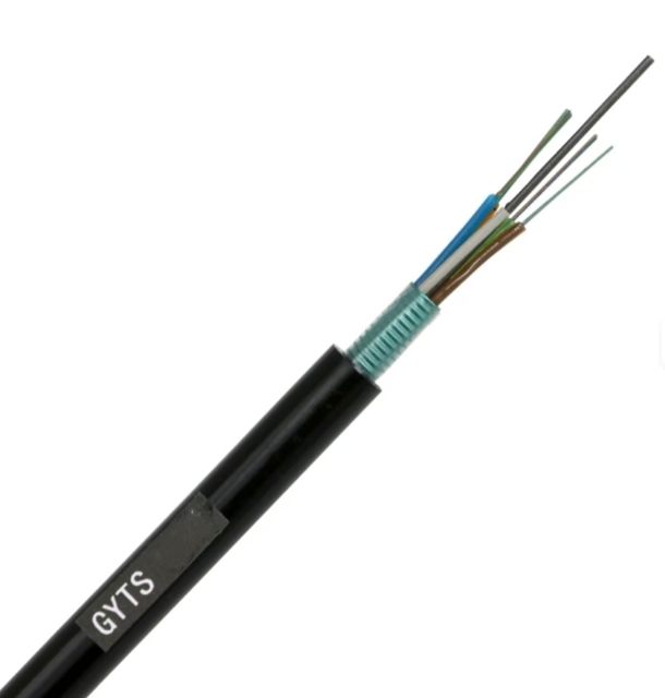 YOFC GYTS Stranded Steel Tape Fiber Optic Cable G652D G657A1 Single Mode 2-144 Core Outdoor Armored PE Jacket Black Wooden Drum