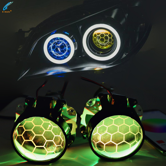 2.5'' Blue Coating Bi Xenon HID MINI Projector Lens H1 Car Headlight H4 H7 Base Adapter Ring Car Styling Retrofit