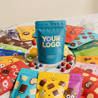 Sachet d'emballage alimentaire personnalisé avec logo, motif dessin animé mignon, en aluminium mat, pochette verticale pour chocolats et bonbons