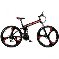Vélo VTT pliable 26 pouces pour adultes, 21 vitesses, double suspension, freins à disque, acier à haute teneur en carbone, livraison directe usine