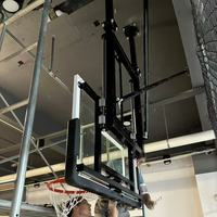 Support de basket-ball mural intérieur robuste en métal avec panier détachable en verre trempé, gain de place, hauteur réglable et personnalisable