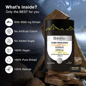 Bán Buôn Giá Nhãn Hiệu Riêng Đường Miễn Phí 3000Mg Tinh Khiết Himalaya shilajit Gummies Vàng Với Ksm 66 Ashwagandha Cho Nam Giới Và Phụ Nữ - Product Image 3