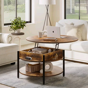 Combohome Simple Modern Wooden Rising Lift Top <strong>Fold</strong> <strong>Out</strong> <strong>Coffee</strong> <strong>Table</strong> Expandable to Dining <strong>Table</strong> with Storage - Product Image 2