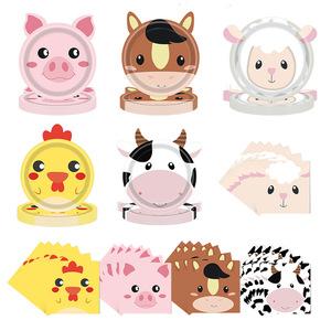 Assiettes en carton animaux de la ferme 7 et 9 pouces, impression numérique, vaisselle de fête d'anniversaire, respectueuses de l'environnement - Product Image 1