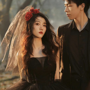 Chiffon Ball Gown Evening Dress Black Empire Waist Scoop Neck Vintage Style For Photography Studio Events - Product Image 3