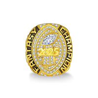 Bague de championnat de football fantastique personnalisée plaquée or rose, trophée de récompense du champion FFL