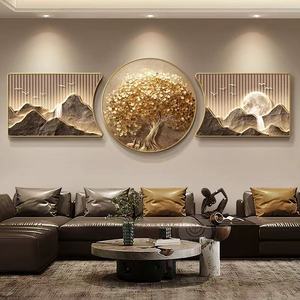 Hiện đại tối giản sofa nền tường sơn phòng khách phong cách phong cảnh ba tấm pha lê sứ sơn - Product Image 4