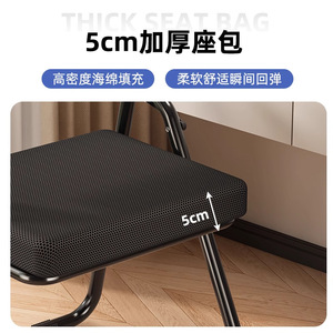 Folding Chair Metal Frame Gray Fabric Seat Backrest Office Conference Chair Portable Home Use - Product Image 4