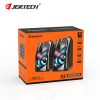 JERTECH S3 Kotak Suara USB Kecil Peralatan Pesta DJ Speaker Mobil dengan Lampu Latar Aksesoris Amplifier RGB Speaker Gaming Mini Berkabel