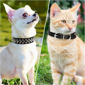 Collar Ajustable con Púas para Perros y Gatos, Correa de Cuello de Cuero PU Estilo Punk Anti-Mordidas, Equipo de Protección - Product Image 2