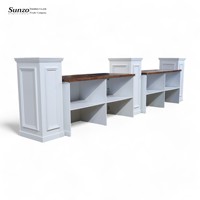 Ensemble de comptoir de bar modulaire en contreplaqué blanc victorien, multi-usages, pour réceptions de mariage et événements