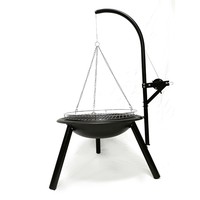 Trépied de barbecue en acier avec grille pivotante et foyer suspendu pour l'extérieur