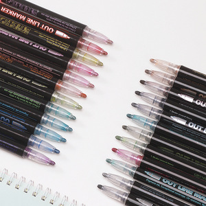 Offre Spéciale Magic Highlight Glitter Marqueurs <span class=keywords><strong>auto</strong></span>-métalliques Stylos à double ligne 24 couleurs Marqueurs de contour pour bricolage - Product Image 2