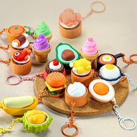 Llavero con botón a presión con forma de panecillo al vapor y fruta, realista, miniatura con temática de comida, juguete de descompresión, bonito colgante para bolso y pequeño regalo, venta al por mayor