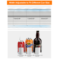 Système de poussoir à rouleaux pour étagères de supermarché personnalisé, réglable, en plastique blanc et noir, pour boissons en conserve