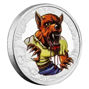 Halloween sưu tập bạc mạ đồng xu lưu niệm người sói đầy màu sắc in Mô hình bộ sưu tập nghệ thuật kỷ niệm đồng xu