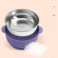 Eversoul 6 pièces, bol anti-renversement à ventouse pour tout-petits, ustensiles d'apprentissage pour enfants, vaisselle en silicone pour bébé